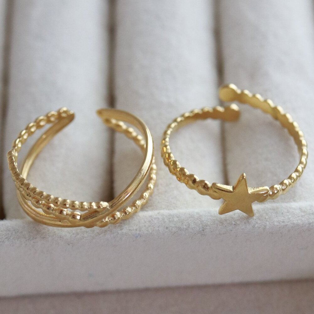 2pcs Stackable Rings Star/Interlocking Style Stai… - image 5